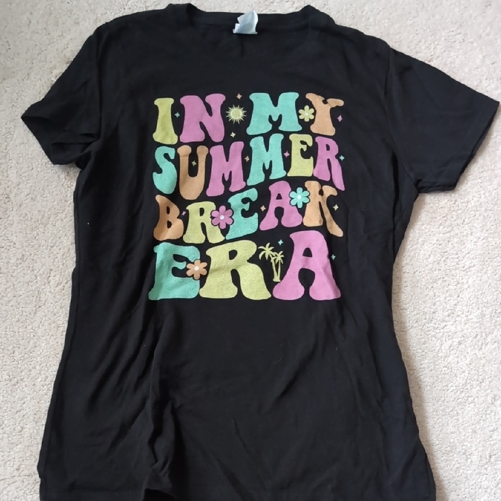 Black Graphic T-Shirt with Colorful Text